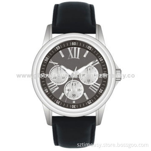 Fashionable Men's Alloy Case Wristwatch/Metal Watch with Leather Band
